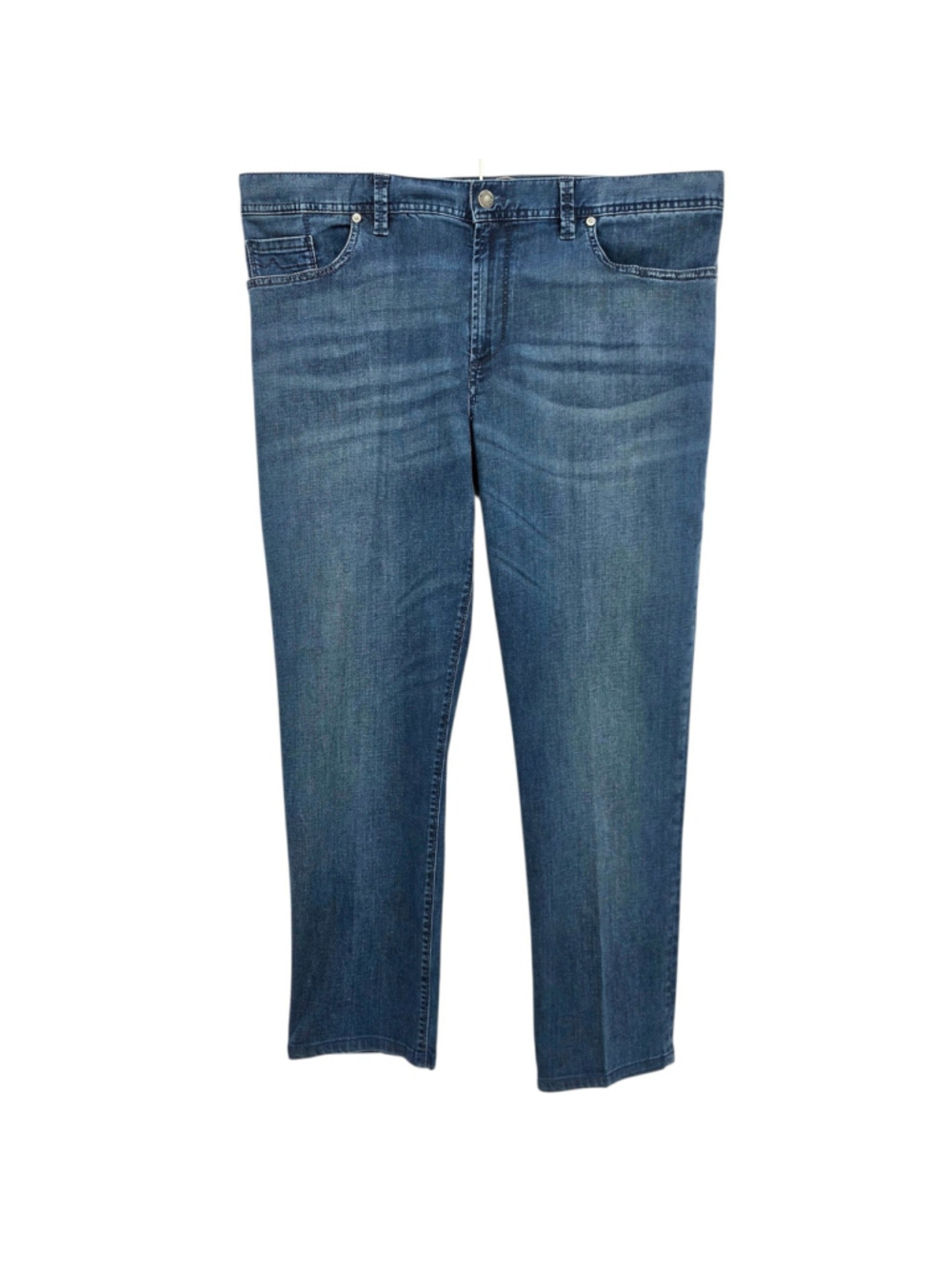 Alberto Pipe Jeans Mens 38x27.5 Blue Tencel Denim T400 Stretch Regular Fit